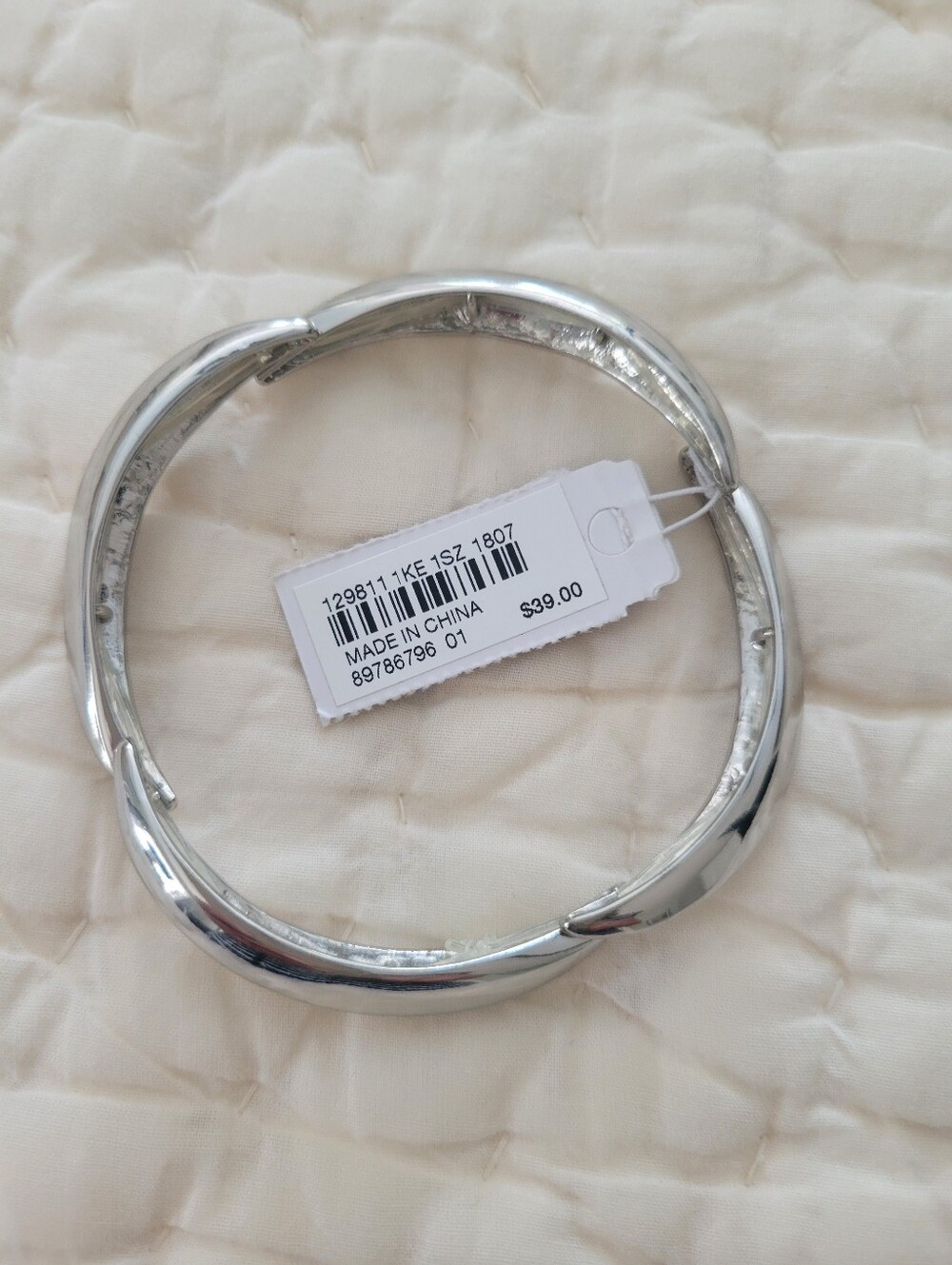 NWT J. Jill Shiny Silver Twisted Hoop Bracelet